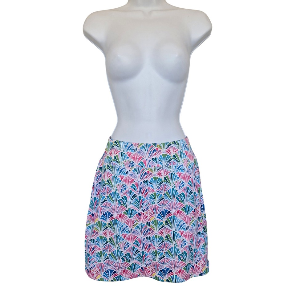 Gottex Multicolor Seashell Print Athletic Skort Sz XS Preppy Coastal Tennis Golf - Picture 2 of 8